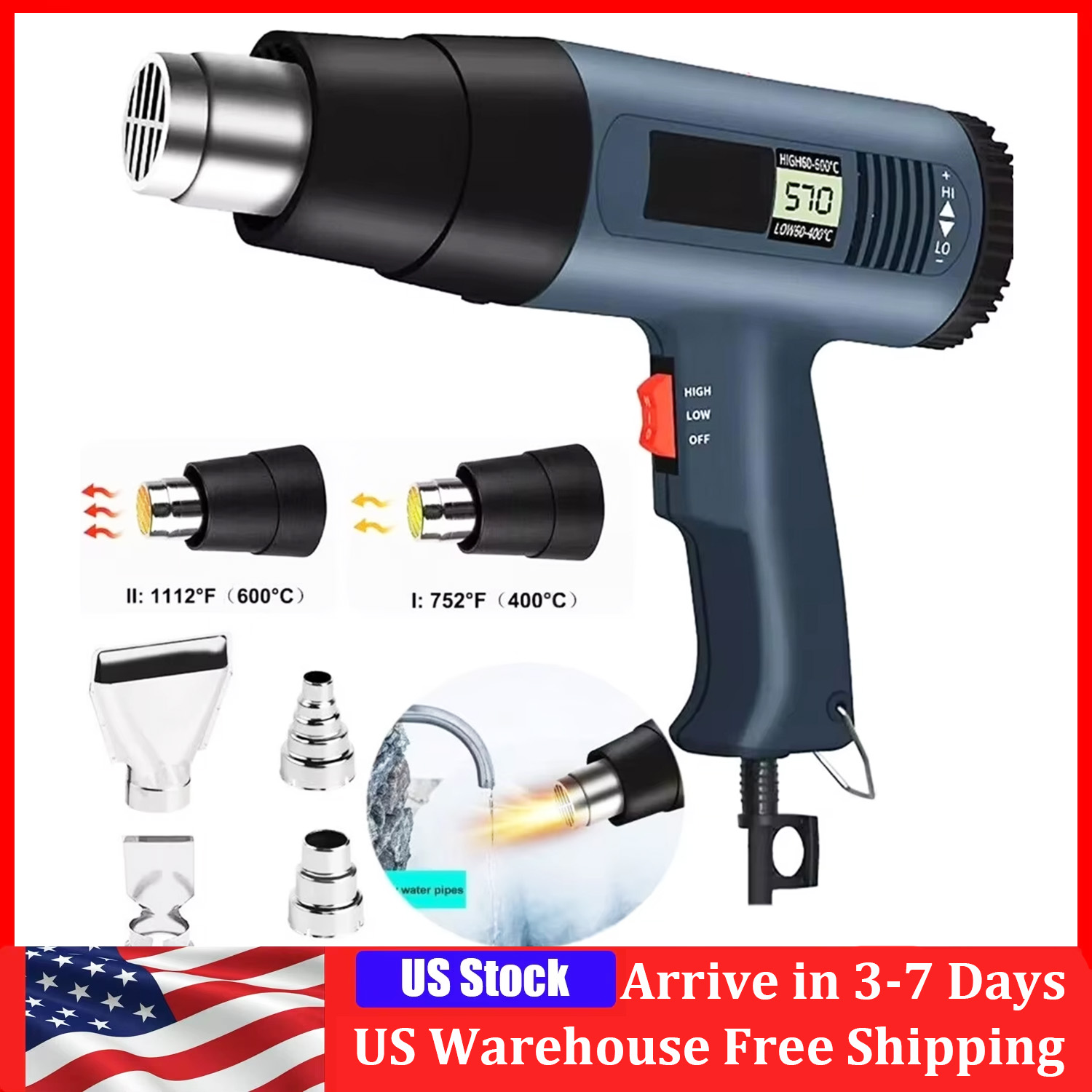 Heat Gun Small - Электрический тепловой пистолет 2000 Вт с